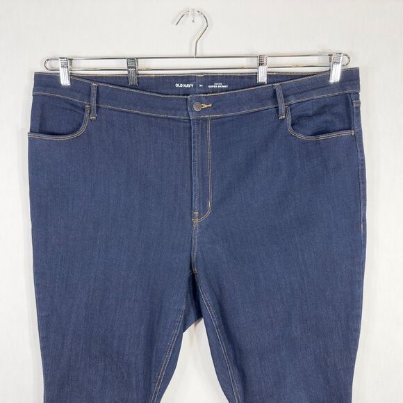 Old Navy Plus Size 24 Jeans High Rise Super Skinny Dark Blue Stretch Denim 1271 - Picture 3 of 8